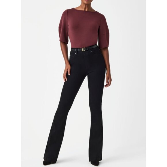 Spanx AirEssentials Puff Sleeve Desk to Dinner Top Spice Soft Terracotta Blouse - Picture 3 of 11